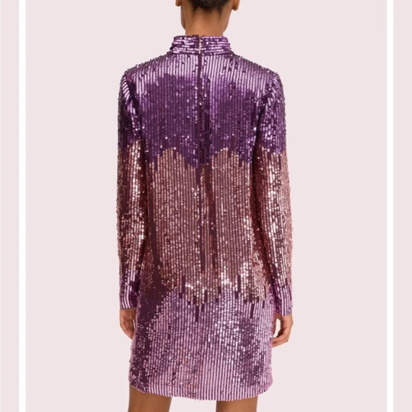 KATE SPADE PURPLE OMBRÉ SEQUIN LONG SLEEVE DRESS - Picture 3 of 6
